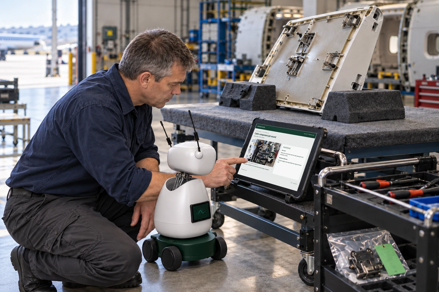 Worker and Mini consult a supported tablet/laptop: We find the applicable component manual and the recorded part number.