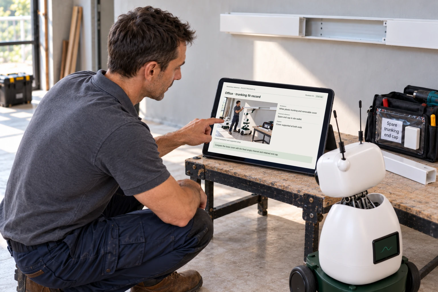 Worker and Mini consult the trunking manufacturer’s fitting guide and the current room layout.