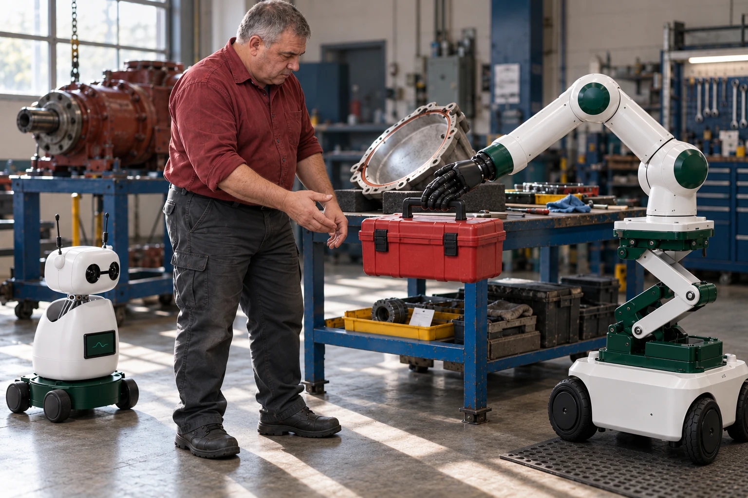 Bring a closed handled case of the selected hand tools to the technician.