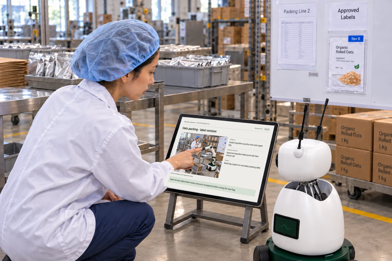 Worker and Mini consult the ingredient’s packaging specification and approved label revision.