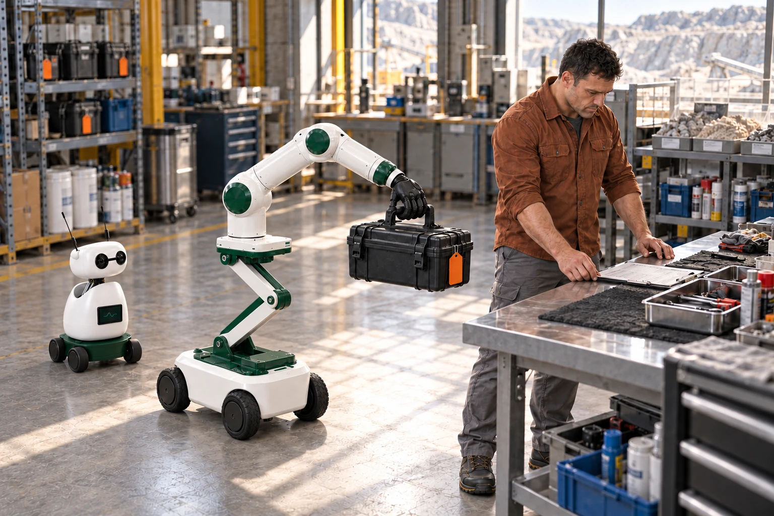 Muscle brings one compact handled service case to the maintenance preparation bench.