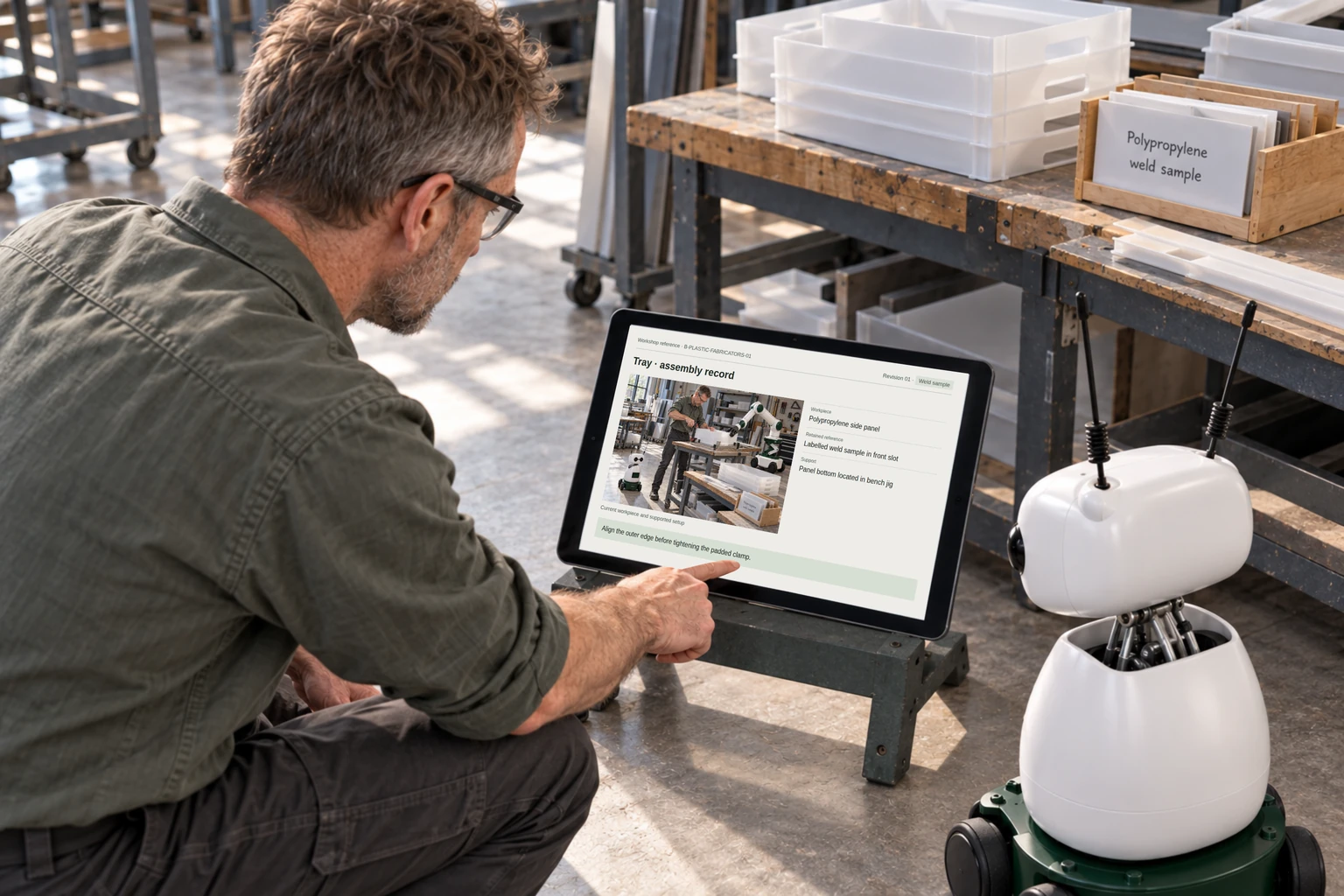 Worker and Mini consult the tray assembly drawing and its polypropylene material sheet.
