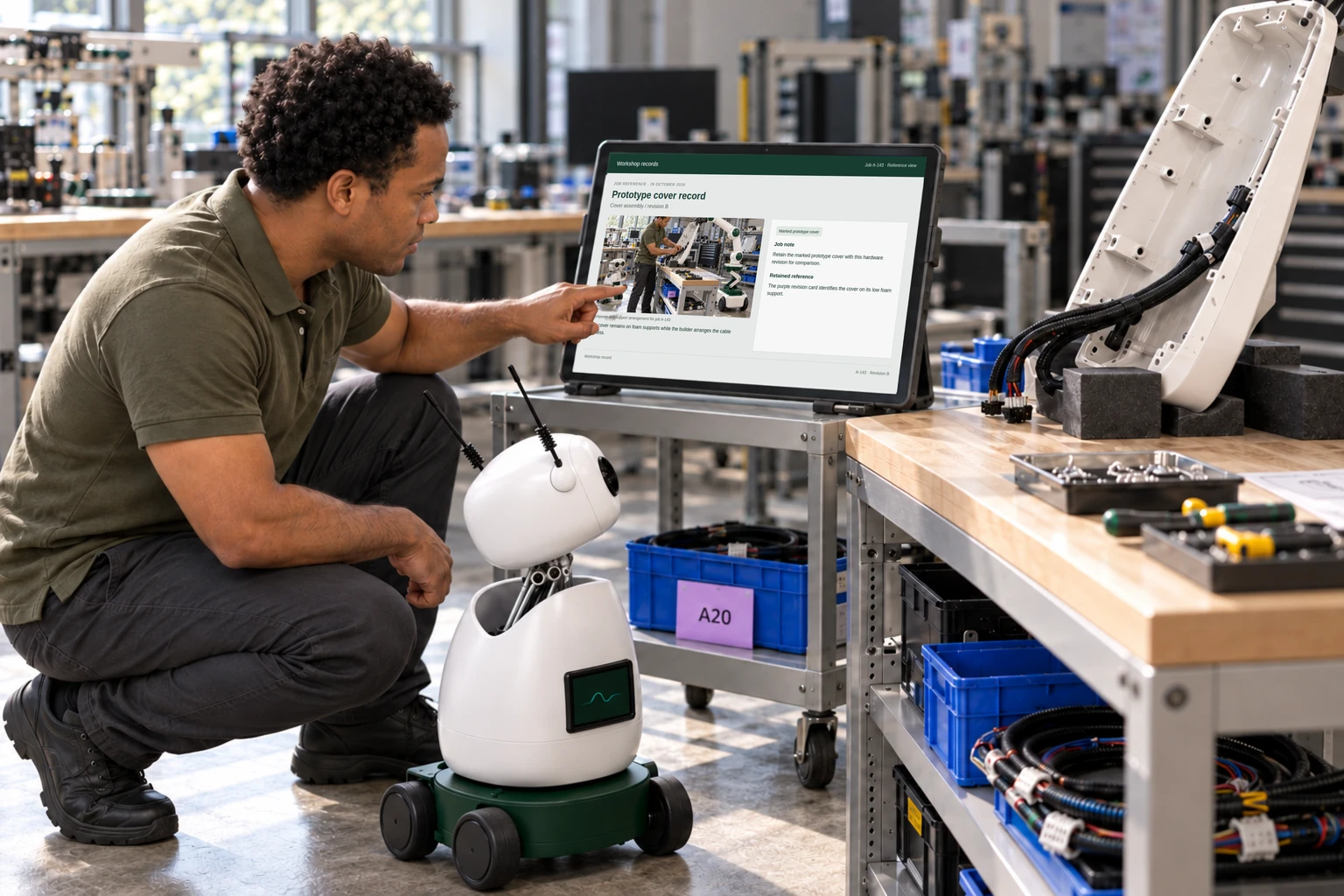 Worker and Mini consult a supported tablet/laptop: We find the hardware revision, cable-routing drawing and assembly notes.